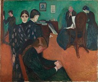 Edvard Munch's Death in the Sickroom (1893) famous paintings. Original from Wikimedia Commons.