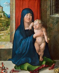 Albrecht Dürer's Madonna and Child [obverse] (c. 1496-1499) famous painting. 