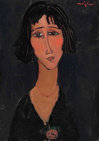 Amedeo Modigliani's Jeune femme a la rose (Margherita) (1916) famous painting. Original from Wikimedia Commons. 