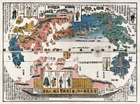 Vintage world map in Japanese (1870-1900). Original public domain image from Library of Congress.   Digitally enhanced by rawpixel.