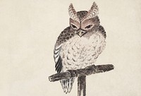 Katsushika Hokusai's owl, from Album of Sketches (1814) vintage Japanese woodblock prints. Original public domain image from The MET Museum.   Digitally enhanced by rawpixel.