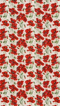 Red poppy iPhone wallpaper, vintage flower.  Remastered by rawpixel