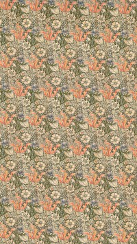 Compton pattern iPhone wallpaper, vintage flower.  Remastered by rawpixel