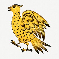 Golden bird, vintage animal illustration psd.  Remastered by rawpixel