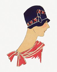 Vintage woman's hat fashion psd.  Remastered by rawpixel