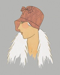 Vintage woman's hat fashion psd.  Remastered by rawpixel