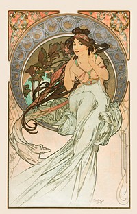 Music, from Les Arts (1898) by Alphonse Mucha. Original public domain image from Yale University Art Gallery. Digitally enhanced by rawpixel.