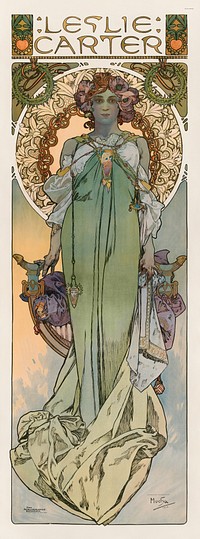 Leslie Carter (1908) by Alphonse Mucha. Original public domain image from the Smithsonian Institution. Digitally enhanced by rawpixel.