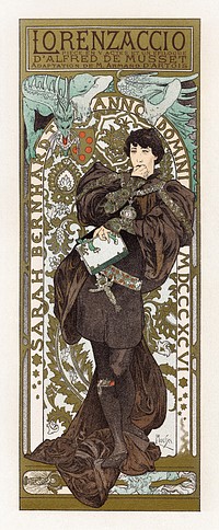 Lorenzaccio (1896-1900) by Alphonse Mucha. Original public domain image from the Cleveland Museum of Art. Digitally enhanced by rawpixel.