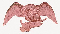 Eagle and Rabbit, pink animal illustration psd.  Remastered by rawpixel