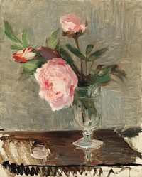 Aesthetic peonies painting. Original public domain image by Berthe Morisot from the National Gallery of Art. Digitally enhanced by rawpixel.