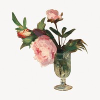 Aesthetic pink peonies painting.  Remastered by rawpixel