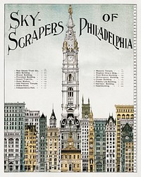 Sky-scrapers of Philadelphia, aesthetic printing. Original public domain image from the Library of Congress. Digitally enhanced by rawpixel.