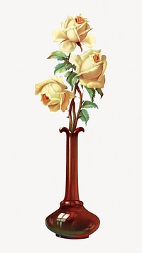 Aesthetic flower vase illustration.  Remastered by rawpixel