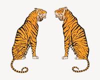 Aesthetic tigers illustration.  Remastered by rawpixel