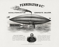 Composite balloon, aesthetic lithograph. Original public domain image by Peter Duval from the Library of Congress. Digitally enhanced by rawpixel.