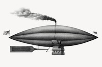 Aesthetic steam ship balloon illustration.  Remastered by rawpixel