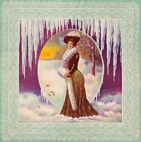 Aesthetic woman in winter, chromolithograph print. Original public domain image from the Library of Congress. Digitally enhanced by rawpixel.