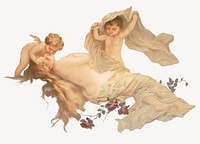 Aesthetic cherubs illustration.  Remastered by rawpixel