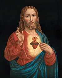 Heart of Jesus, aesthetic chromolithograph. Original public domain image from the Library of Congress. Digitally enhanced by rawpixel.