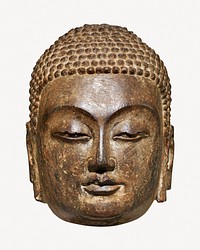 Aesthetic Buddha head, limestone sculpture.  Remastered by rawpixel