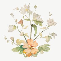 Aesthetic watercolor floral design psd.  Remastered by rawpixel