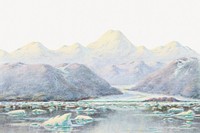 Aesthetic St. Elias Alps watercolor psd. Original public domain image by Theodore J. Richardson from The Minneapolis Institute of Art.
