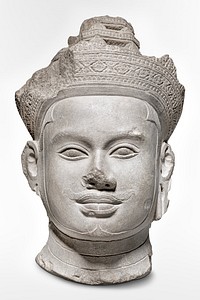 Khmer's head of Vishnu sculpture. Original public domain image from The Minneapolis Institute of Art. Digitally enhanced by rawpixel.