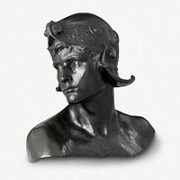 Aesthetic young warrior head sculpture psd.  Remastered by rawpixel