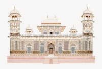 Aesthetic Itmad-ud-Daula tomb at Agra, India illustration.  Remastered by rawpixel