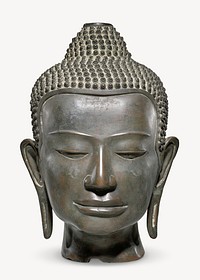 Buddha head (12th century) bronze sculpture. Original public domain image from The Minneapolis Institute of Art. Digitally enhanced by rawpixel.