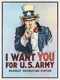 I want you for U.S. Army (1975) aesthetic print by James Montgomery Flag. Original public domain image from Wikimedia Commons. Digitally enhanced by rawpixel.