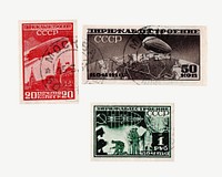 Aesthetic vintage postage stamps psd. Original public domain image from Wikimedia Commons. 