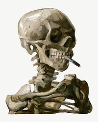 Aesthetic Vincent van Gogh's smoking skull psd.  Remastered by rawpixel