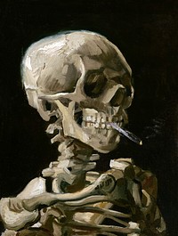 Vincent van Gogh's Head of a skeleton with a burning cigarette (1886) aesthetic painting. Original public domain image from Wikimedia Commons. Digitally enhanced by rawpixel.
