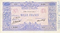 French's 100 Francs banknote (1927). Original public domain image from Wikimedia Commons. Digitally enhanced by rawpixel.