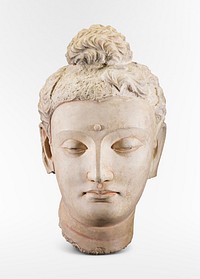 Head of a Buddha (4th century) sculpture. Original public domain image from the Saint Louis Art Museum. Digitally enhanced by rawpixel.