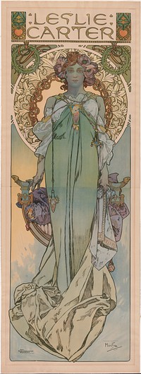 Leslie Carter (1908) print in high resolution by Alphonse Mucha. 