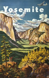 Yosemite. United Air Lines (1945) nature poster. Original public domain image from the Library of Congress. Digitally enhanced by rawpixel.