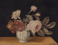 Flowers in a Delft Jar (1663) painting in high resolution by Alexander Marshal.  