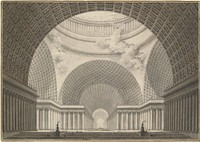 Perspective View of the Interior of a Metropolitan Church (1780–1781) drawing in high resolution by Etienne–Louis Boullée.  