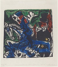 Peter Schlemihl's Wondrous Story: Schlemihl Encounters the Little Gray Man on the Road (1915) print in high resolution by Ernst Ludwig Kirchner.  