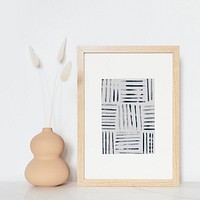 Frame mockup psd with monotone block print artwork