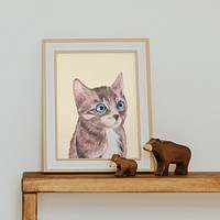 Cat picture frame mockup psd, kids playroom