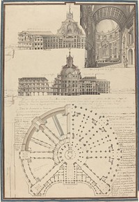 Plan and Three Views of a Circular Church (c. 1750) by Pierre Varin.