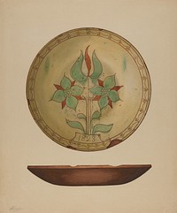 Plate with Tulip and Two Flowers (ca.1938) by Giacinto Capelli.  