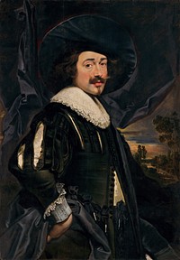 Portrait of a Man in a Wide-Brimmed Hat (early 1630s) by Flemish 17th century & Jan Cossiers.  