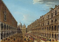 Procession in the Courtyard of the Ducal Palace, Venice (1742 or after) by Antonio Joli.  