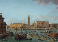 Procession of Gondolas in the Bacino di San Marco, Venice (1742 or after) by Antonio Joli.  