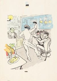 Chocolat Dancing in the Achille Bar print by Henri de Toulouse–Lautrec (1864-1901).  